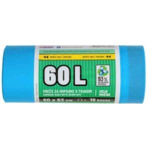 Vrečke Za Smeti s trakom - Modre 60 X 63 cm / 60 l (18 kos/pak)