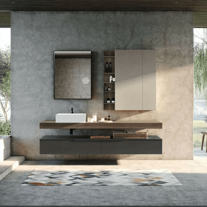 Azzurra J&T 11 – stenska kompozicija s temnimi predali.