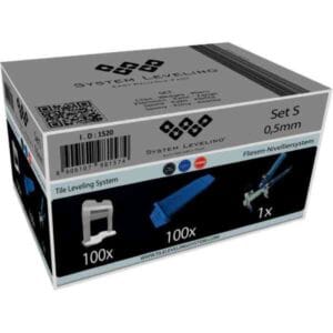 System Leveling - Set S - nivelacijski distančniki + zagozde + klešče 0,5 mm [12-22 mm] / 100+100+1