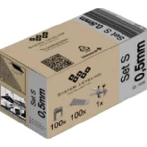 System Leveling - Set S - nivelacijski distančniki + zagozde + klešče 1,0 mm [12-22 mm] / 100+100+1