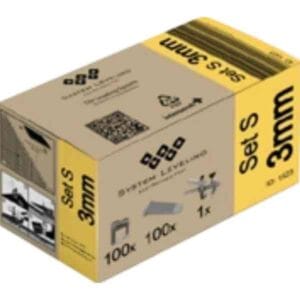 System Leveling - Set S - nivelacijski distančniki + zagozde + klešče 3,0 mm [12-22 mm] / 100+100+1