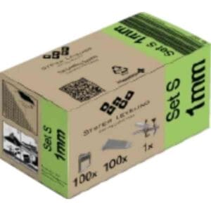 System Leveling - Set S - nivelacijski distančniki + zagozde + klešče 1,0 mm [12-22 mm] / 100+100+1