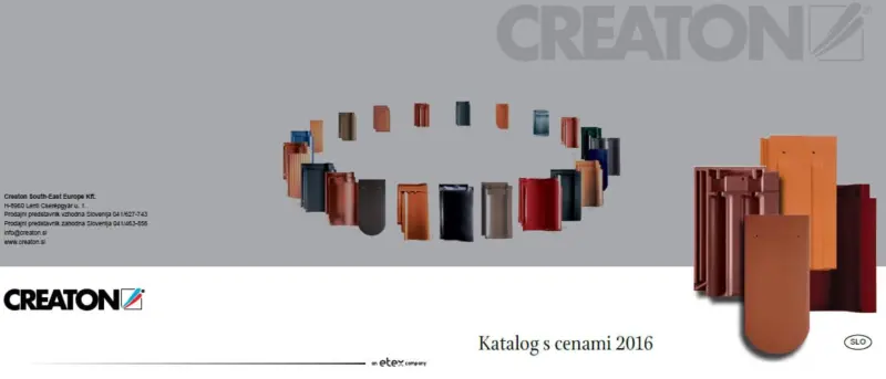 Cenik izdelkov proizvajalca Creaton za leto 2016